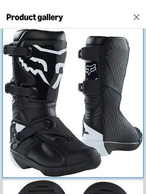 Fox Black and White Kids comp Motocross Boots y5